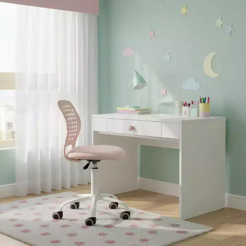 Chaise de bureau pivotante pour enfants Homy Casa avec siège rembourré et roulettes