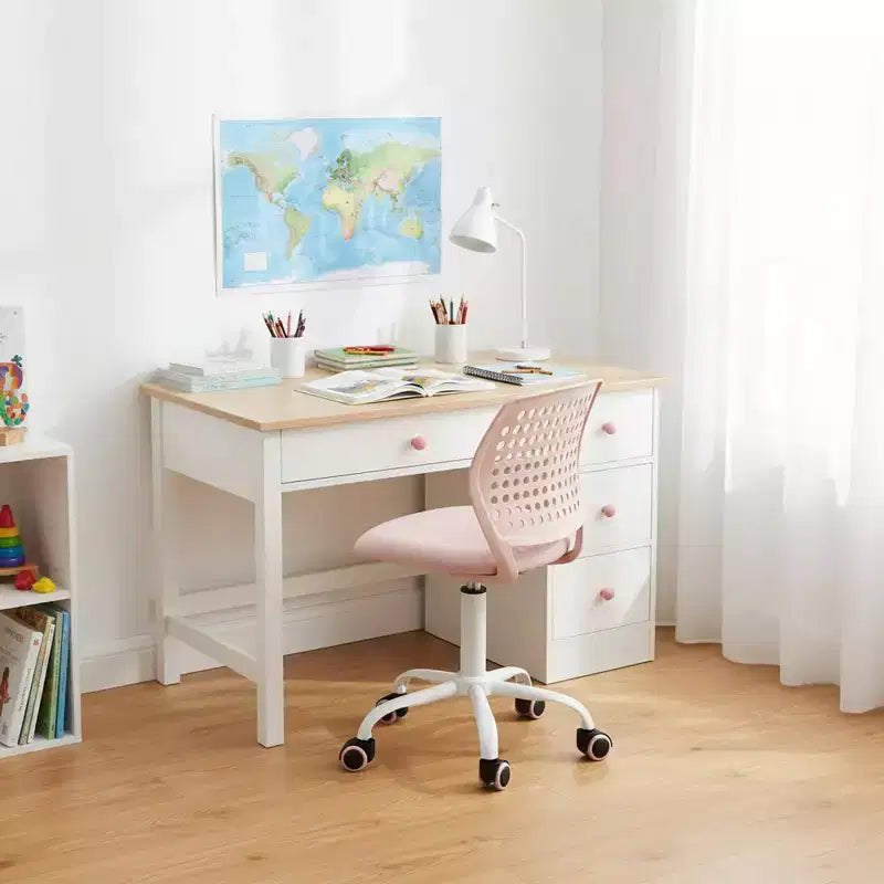 Chaise de bureau pivotante pour enfants Homy Casa avec siège rembourré et roulettes