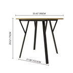 Table à manger ronde Homy Casa 35.4, plateau aspect bois, pieds en métal noir, 2 à 4 places