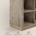 Étagère à 8 niveaux, longue étagère de rangement horizontale en bois, adaptée aux salons, aux entrées ou aux bureaux, robuste et durable.