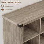 Étagère à 8 niveaux, longue étagère de rangement horizontale en bois, adaptée aux salons, aux entrées ou aux bureaux, robuste et durable.