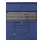 Buffet autoportant de 160 cm de large et grand meuble de rangement pour bar à café avec surmeuble, 6 tiroirs, 5 armoires - Bleu