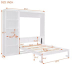 Lit mural escamotable double/grand lit avec étagères, armoire de lit escamotable peu encombrante pour chambre d'amis ou bureau à domicile