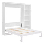 Lit mural escamotable double/grand lit avec étagères, armoire de lit escamotable peu encombrante pour chambre d'amis ou bureau à domicile