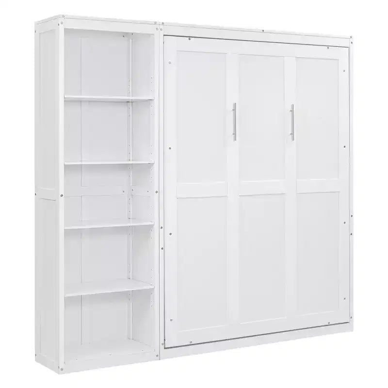 Lit mural escamotable double/grand lit avec étagères, armoire de lit escamotable peu encombrante pour chambre d'amis ou bureau à domicile