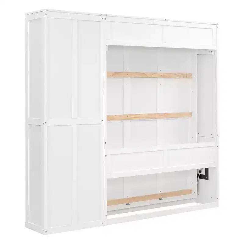 Lit mural escamotable double/grand lit avec étagères, armoire de lit escamotable peu encombrante pour chambre d'amis ou bureau à domicile