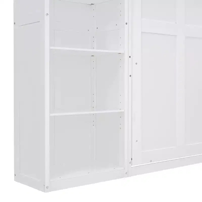 Lit mural escamotable double/grand lit avec étagères, armoire de lit escamotable peu encombrante pour chambre d'amis ou bureau à domicile
