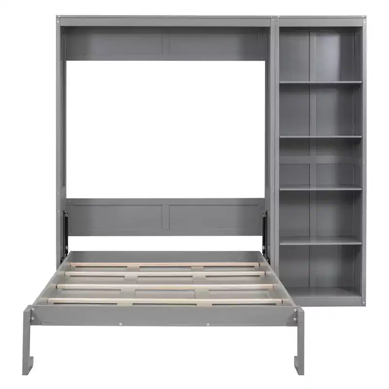 Lit mural escamotable double/grand lit avec étagères, armoire de lit escamotable peu encombrante pour chambre d'amis ou bureau à domicile