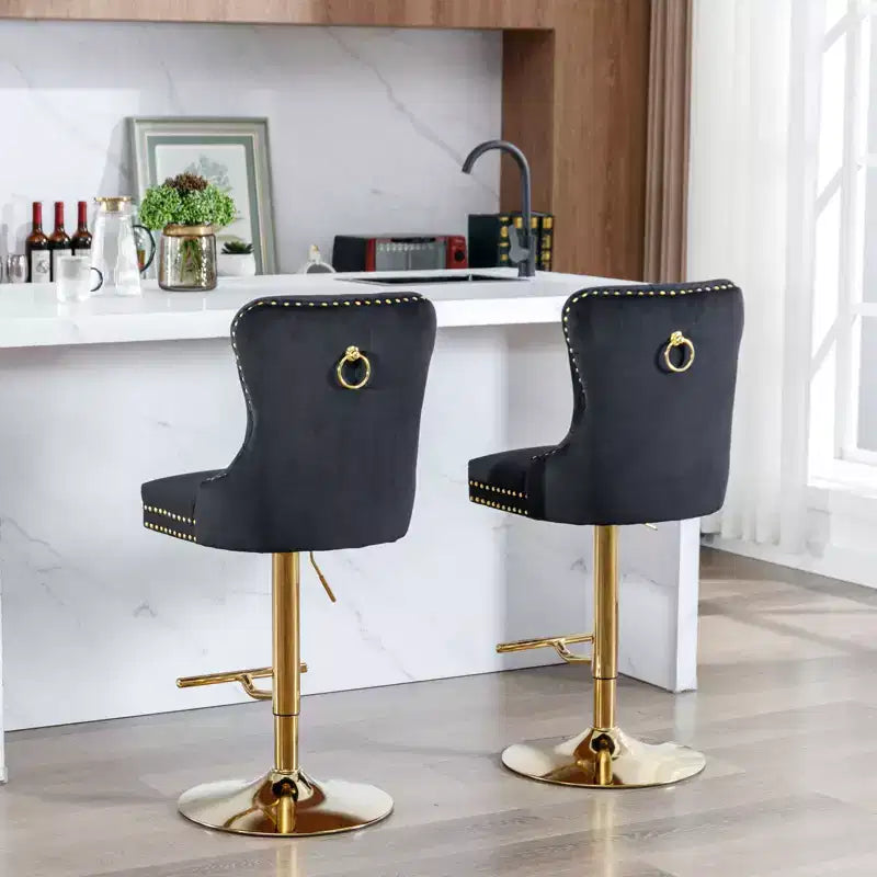 Tabourets de bar pivotants en velours réglables en hauteur (25-33") – Lot de 2, Tabourets de bar rembourrés hauteur comptoir pour pub, îlot de cuisine