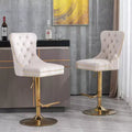 Okak 25-33 Adjustable Height Swivel Velvet Bar Stools Set of 2, Upholstered Counter Height Barstools for Home Pub, Kitchen Island