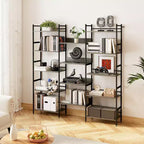 Étagère à 5 niveaux, étagère de présentation, bibliothèques industrielles avec cadre en métal, meubles bibliothèques modernes et hautes pour le bureau à domicile, la salle d'étude, le salon