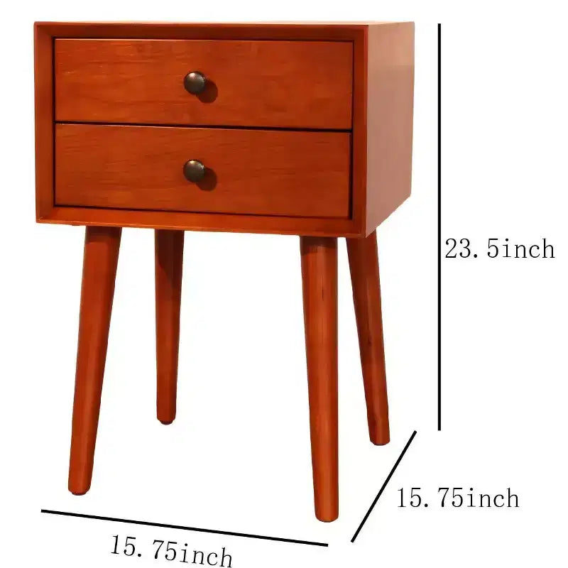 Table de chevet avec 2 tiroirs et façade inclinée pour chambre ou salon