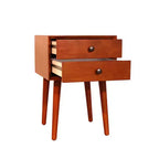 Table de chevet avec 2 tiroirs et façade inclinée pour chambre ou salon