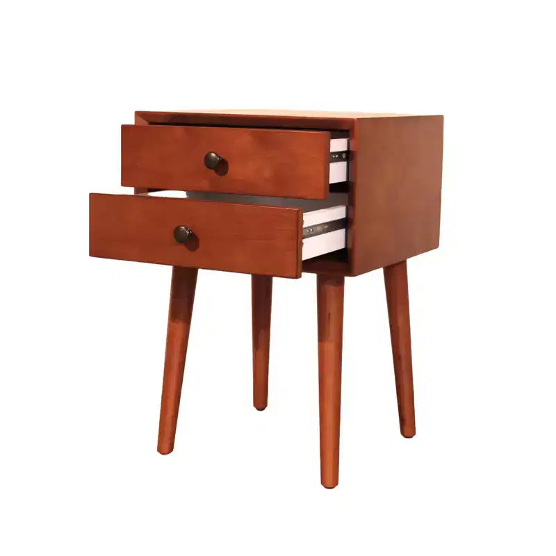 Table de chevet avec 2 tiroirs et façade inclinée pour chambre ou salon