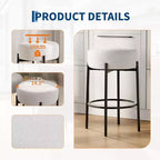 Lot de 2 tabourets de bar sans dossier, hauteur de comptoir de 61 cm avec sièges moelleux et pieds en métal - Tabourets modernes pour îlot de cuisine, salle à manger ou café à domicile