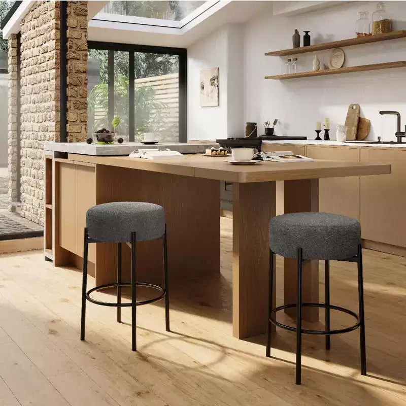 Lot de 2 tabourets de bar sans dossier, hauteur de comptoir de 61 cm avec sièges moelleux et pieds en métal - Tabourets modernes pour îlot de cuisine, salle à manger ou café à domicile
