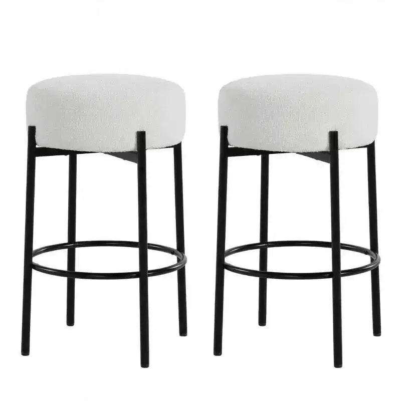 Lot de 2 tabourets de bar sans dossier, hauteur de comptoir de 61 cm avec sièges moelleux et pieds en métal - Tabourets modernes pour îlot de cuisine, salle à manger ou café à domicile
