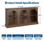 Meuble TV Console avec Prises, Meuble TV Moderne à 3 Niveaux Arqué de 160 cm avec Station de Recharge et Étagères Ouvertes pour TV de 65/70 pouces