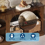 Meuble TV Console avec Prises, Meuble TV Moderne à 3 Niveaux Arqué de 160 cm avec Station de Recharge et Étagères Ouvertes pour TV de 65/70 pouces