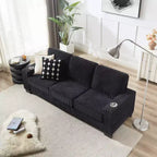 Canapé trois places en velours côtelé 83 po avec porte-gobelets, canapé nuage moderne moelleux pour salons, appartements compacts et bureaux