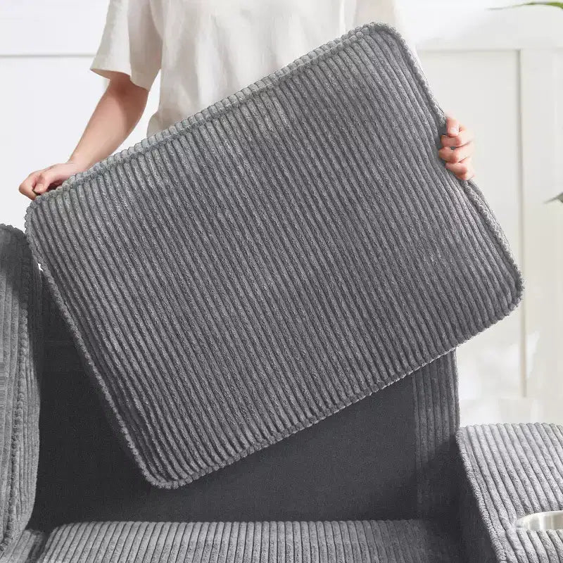 Canapé trois places en velours côtelé 83 po avec porte-gobelets, canapé nuage moderne moelleux pour salons, appartements compacts et bureaux
