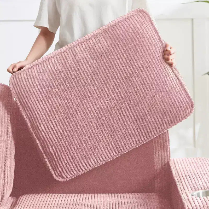 Canapé trois places en velours côtelé 83 po avec porte-gobelets, canapé nuage moderne moelleux pour salons, appartements compacts et bureaux