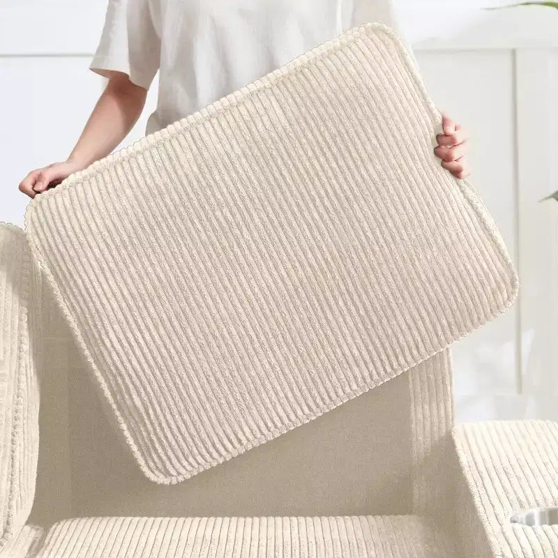 Canapé trois places en velours côtelé 83 po avec porte-gobelets, canapé nuage moderne moelleux pour salons, appartements compacts et bureaux