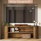 Meuble TV pour téléviseurs de 55/60/65/75 pouces, meuble de divertissement de style rustique avec étagère de rangement à 3 niveaux, console TV de 63 pouces pour salon, chambre à coucher (marron)