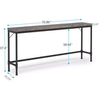 Table console extra longue de 70,9 pouces pour entrée, table de canapé étroite et longue derrière le canapé, table de bar industrielle gris rustique pour salon