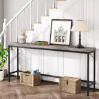 Table console extra longue de 70,9 pouces pour entrée, table de canapé étroite et longue derrière le canapé, table de bar industrielle gris rustique pour salon