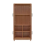 Bibliothèque vitrée Aveline 80 cm, style moderne du milieu du siècle, avec 2 portes vitrées et 6 étagères réglables