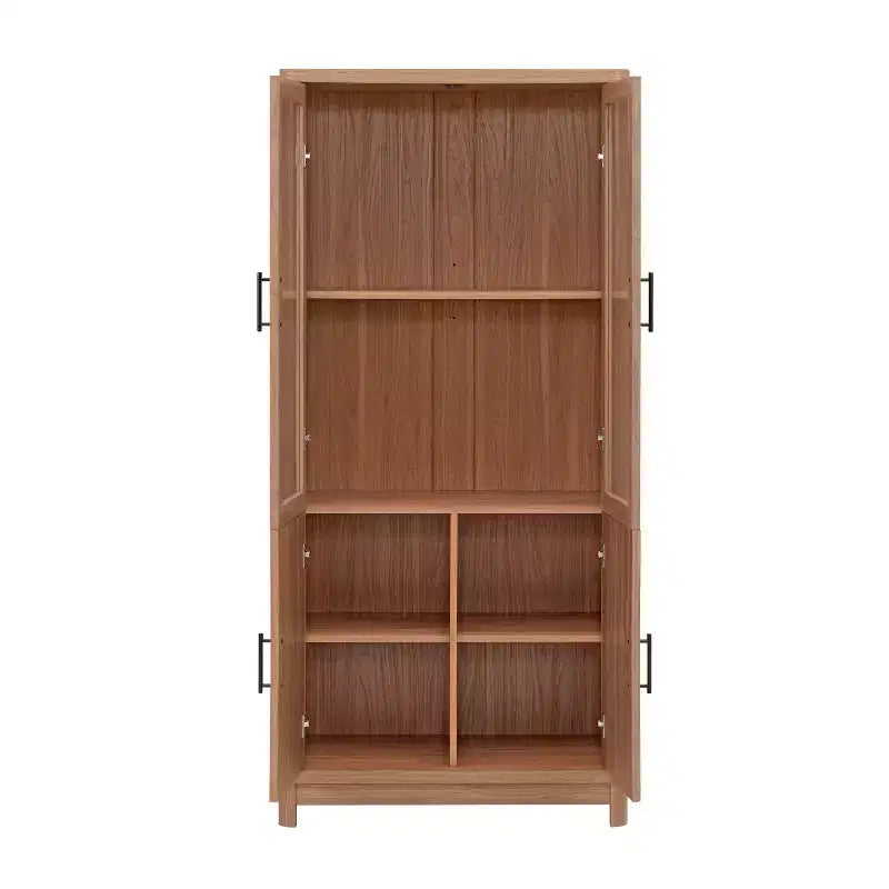 Bibliothèque vitrée Aveline 80 cm, style moderne du milieu du siècle, avec 2 portes vitrées et 6 étagères réglables