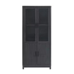 Bibliothèque vitrée Aveline 80 cm, style moderne du milieu du siècle, avec 2 portes vitrées et 6 étagères réglables