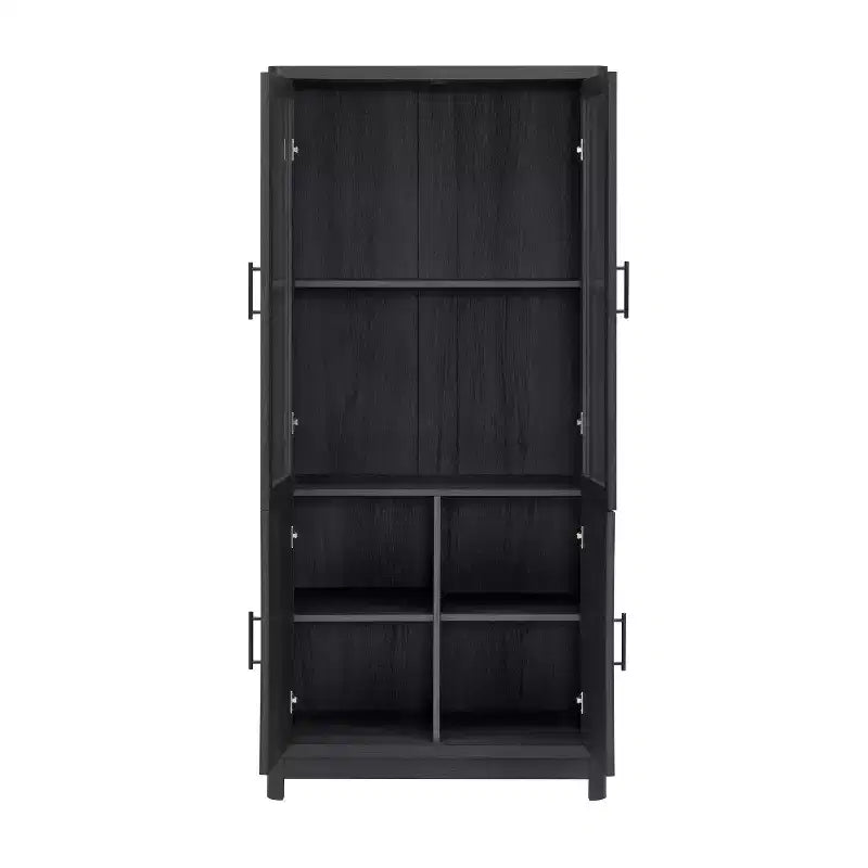 Bibliothèque vitrée Aveline 80 cm, style moderne du milieu du siècle, avec 2 portes vitrées et 6 étagères réglables