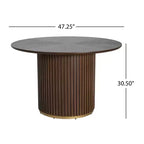 Ensemble de salle à manger rond 5 pièces Seema Modern avec chaises rembourrées en bois d'hévéa