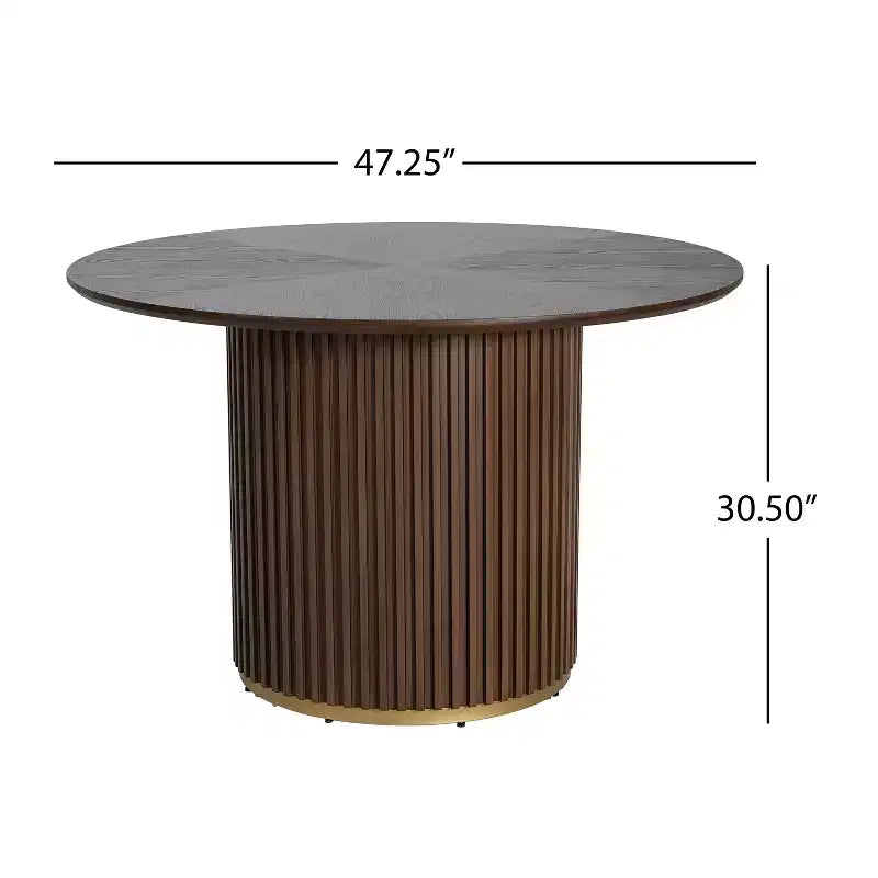 Ensemble de salle à manger rond 5 pièces Seema Modern avec chaises rembourrées en bois d'hévéa