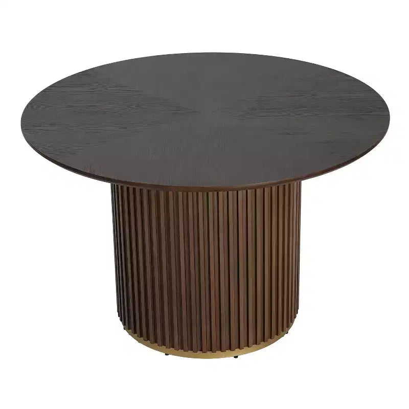 Ensemble de salle à manger rond 5 pièces Seema Modern avec chaises rembourrées en bois d'hévéa