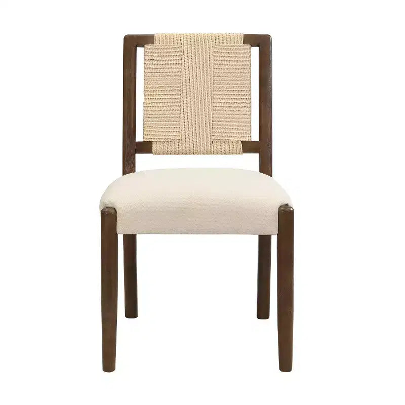 Ensemble de salle à manger rond 5 pièces Seema Modern avec chaises rembourrées en bois d'hévéa