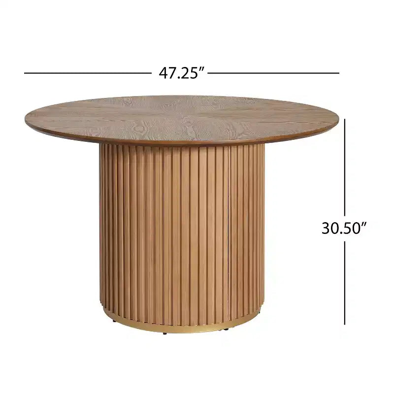 Ensemble de salle à manger rond 5 pièces Seema Modern avec chaises rembourrées en bois d'hévéa