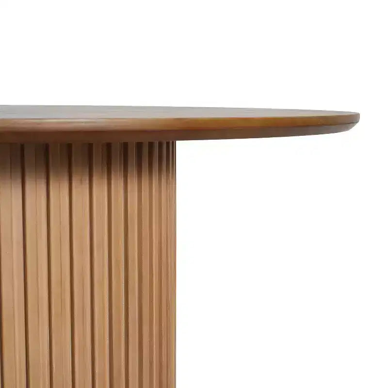Ensemble de salle à manger rond 5 pièces Seema Modern avec chaises rembourrées en bois d'hévéa