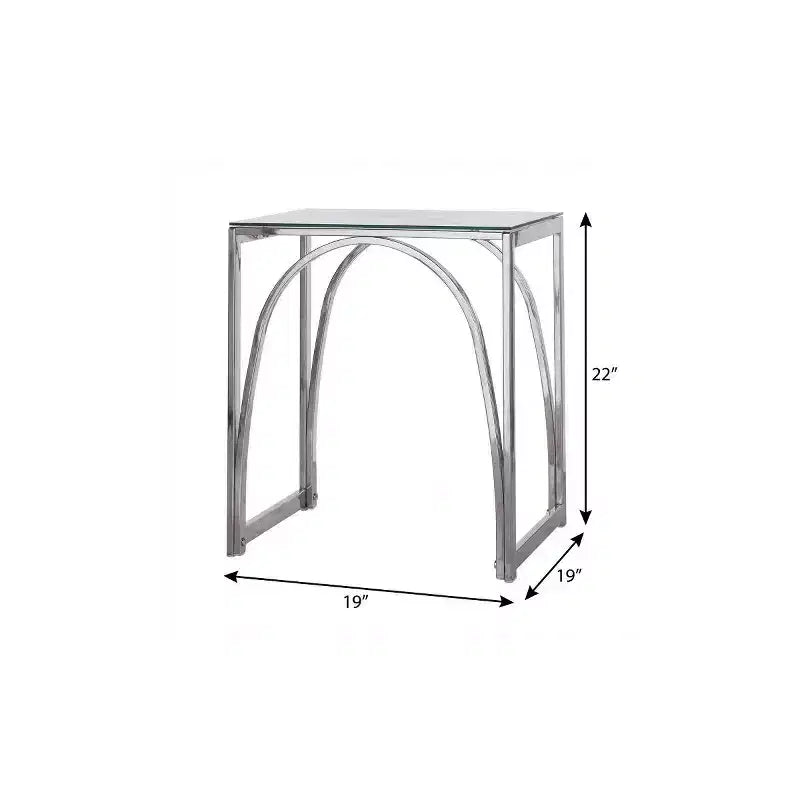 Table d'appoint carrée HomeRoots 22 en verre et fer chromés