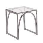 Table d'appoint carrée HomeRoots 22 en verre et fer chromés