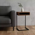Table d'appoint carrée en bois massif naturel et doré de 24 pouces