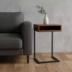 HomeRoots Table d'appoint carrée en bois massif doré et naturel 24 po