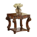 HomeRoots 26 Cherry Manufactured Wood And Solid Wood Square End Table With Shelf