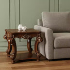Table d'appoint carrée HomeRoots 26, en bois manufacturé et bois massif, avec étagère, couleur cerise
