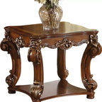 Table d'appoint carrée HomeRoots 26, en bois manufacturé et bois massif, avec étagère, couleur cerise