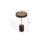 Table d'appoint ronde HomeRoots 22 en bois massif noir et or rose