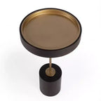 Table d'appoint ronde HomeRoots 22 en bois massif noir et or rose