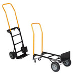 COZONY 2-in-1 Industrial Flatbed Cart, Heavy Duty Dolly with Telescoping Handle and Swivel Locking Wheels for Warehouse and Moving